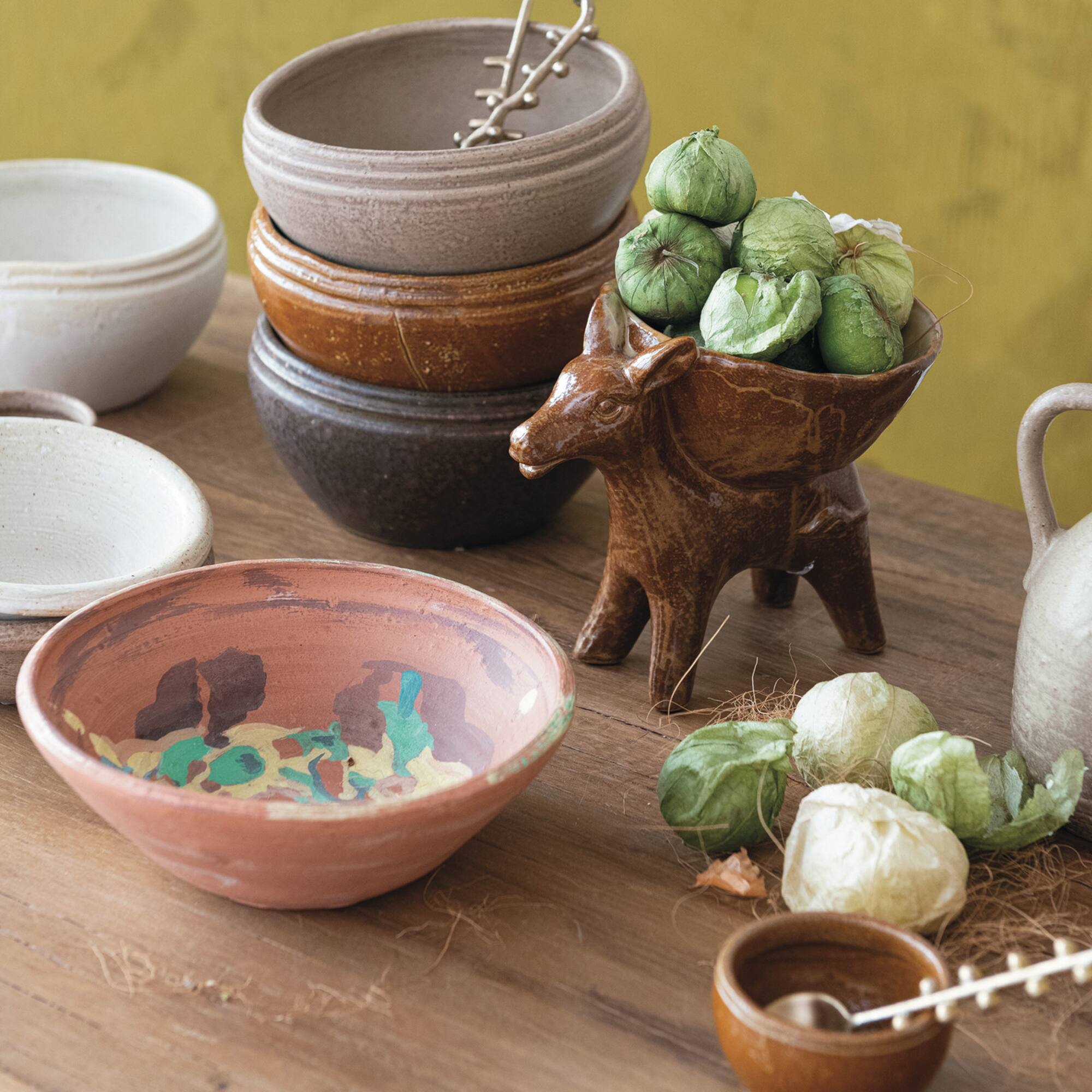 Hello Honey® 6" Large Earthen Hues Stoneware Bowl Set
